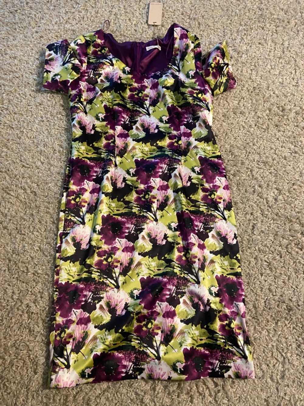 Floral Purple & Green Women's Sheath Dress